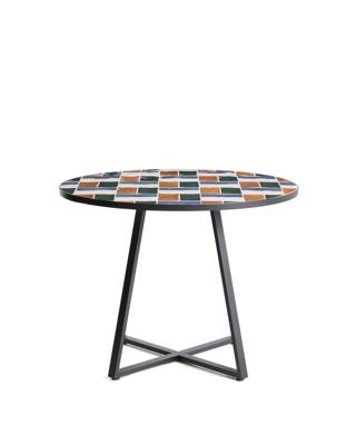 Стол La Forma (ех Julia Grup) Уличный стол Tella из оцинкованной стали графитового цвета с разноцветной плиткой, диаметр 120 см арт. 483443