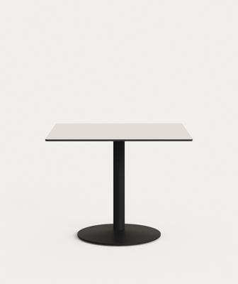 Стол La Forma (ех Julia Grup) Esilda Садовый стол белого цвета с черной металлической ножкой арт. 181870