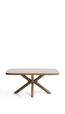 Стол La Forma (ех Julia Grup) Уличный стол Mirtia из алюминия с отделкой под дерево и кремового спеченного камня, 240 x 110 см арт. 482311