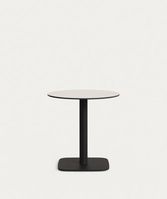 Стол La Forma (ех Julia Grup) Dina Садовый круглый стол белый на черном металлическом основании Ø 68x70 арт. 177973