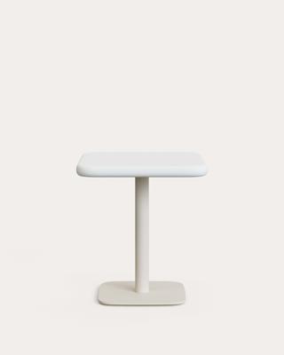 Стол La Forma (ех Julia Grup) Уличный стол Dina белый из цемента и стали со столешницей 70х70 см арт. 263219