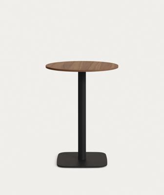 Стол La Forma (ех Julia Grup) Dina Высокий круглый стол из меламина с ореховой отделкой и черной металлической ножкой  Ø60x96 арт. 177065