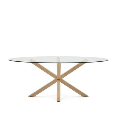 Стол La Forma (ех Julia Grup) Овальный стол ARYA Argo из прозрачного стекла и стали с эффектом дерева 200x100 арт. 196826