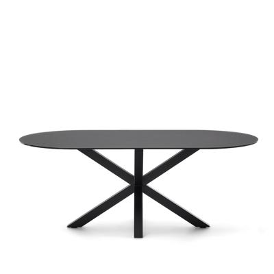 Стол La Forma (ех Julia Grup) Стол Argo с черным стеклом и черными стальными ножками Ø 200 x 100 см арт. 190145