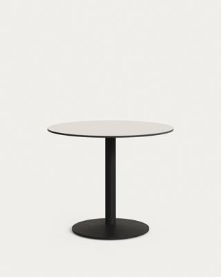 Стол La Forma (ех Julia Grup) Esilda Садовый круглый стол белого цвета с черной металлической ножкой арт. 181878