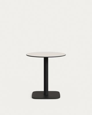 Стол La Forma (ех Julia Grup) Dina Садовый круглый стол белый на черном металлическом основании Ø 68x70 арт. 177973