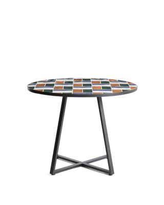 Стол La Forma (ех Julia Grup) Уличный стол Tella из оцинкованной стали графитового цвета с разноцветной плиткой, диаметр 120 см арт. 483443