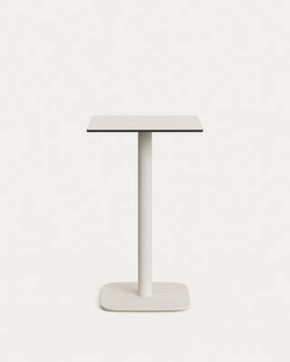 Стол La Forma (ех Julia Grup) Высокий садовый столик Dina белый на белом металлическом основании 60 x 60 x 96 см арт. 177791