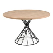 Стол La Forma (ех Julia Grup) Круглый стол из меламина Niut Ø 120 см с натуральной отделкой и стальными черными ножками арт. 102346