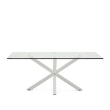 Стол La Forma (ех Julia Grup) Стеклянный стол Arya с белыми стальными ножками 200x100 арт. 045396