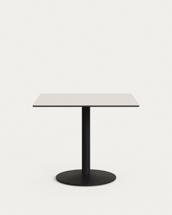 Стол La Forma (ех Julia Grup) Esilda Садовый стол белого цвета с черной металлической ножкой арт. 181870