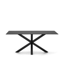 Стол La Forma (ех Julia Grup) Argo Стол обеденный с черными ножками из стали и столешницей из черного стекла 180x100 арт. 181397