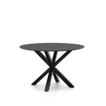 Стол La Forma (ех Julia Grup) Круглый стол с с черным стеклом и черными стальными ножками Ø 120 см арт. 190139