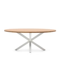 Стол La Forma (ех Julia Grup) Овальный стол ARYA Argo из массива акации, белые стальные ножки 200x100 арт. 196838