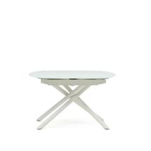 Стол La Forma (ех Julia Grup) Vashti Раздвижной стол из стекла и МДФ со стальными ножками белого цвета 130(190) x 100 см арт. 148511