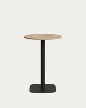 Стол La Forma (ех Julia Grup) Dina Высокий круглый стол из меламина с натуральной отделкой и черной металлической ножкой  Ø60x96 арт. 177067