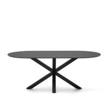 Стол La Forma (ех Julia Grup) Стол Argo с черным стеклом и черными стальными ножками Ø 200 x 100 см арт. 190145