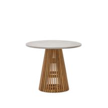 Стол La Forma (ех Julia Grup) Alcaufar Круглый уличный стол из массива тикового дерева и серого цемента Ø 90 см арт. 191470