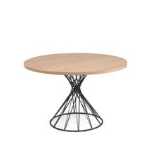 Стол La Forma (ех Julia Grup) Круглый стол из меламина Niut Ø 120 см с натуральной отделкой и стальными черными ножками арт. 102346