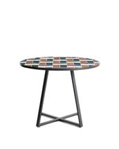 Стол La Forma (ех Julia Grup) Уличный стол Tella из оцинкованной стали графитового цвета с разноцветной плиткой, диаметр 120 см арт. 483443