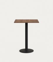 Стол La Forma (ех Julia Grup) Высокий садовый столик Esilda ореховый на черном металлическом основании 60 x 60 x 96 см арт. 177075