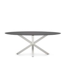 Стол La Forma (ех Julia Grup) Овальный стол ARYA Argo из матового черного стекла со стальными ножками 200x100 арт. 196834