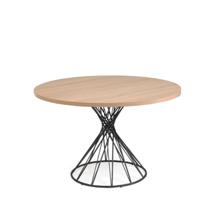 Стол La Forma (ех Julia Grup) Круглый стол из меламина Niut Ø 120 см с натуральной отделкой и стальными черными ножками арт. 102346