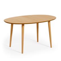 Стол La Forma (ех Julia Grup) Раздвижной стол Oakland из МДФ с дубовым шпоном и ножками из массива каучука Ø140(220)x90 см арт. 114618