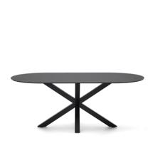 Стол La Forma (ех Julia Grup) Стол Argo с черным стеклом и черными стальными ножками Ø 200 x 100 см арт. 190145