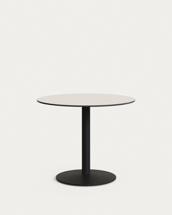 Стол La Forma (ех Julia Grup) Esilda Садовый круглый стол белого цвета с черной металлической ножкой арт. 181878