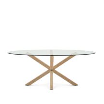 Стол La Forma (ех Julia Grup) Овальный стол ARYA Argo из прозрачного стекла и стали с эффектом дерева 200x100 арт. 196826