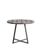 Стол La Forma (ех Julia Grup) Уличный стол Tella из оцинкованной стали графитового цвета с разноцветной плиткой, диаметр 120 см арт. 483443