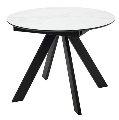 Стол М-СИТИ Стол БОНЖУР 100 БЕЛЫЙ МРАМОР, стекло, черная шагрень / ЧЕРНЫЙ каркас М-City арт. 480M04964