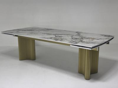 Стол М-СИТИ Стол АДАЖИО-2 240 (320) см ARCTIC OCEAN, керамика / Золотой каркас М-City арт. 480M06034