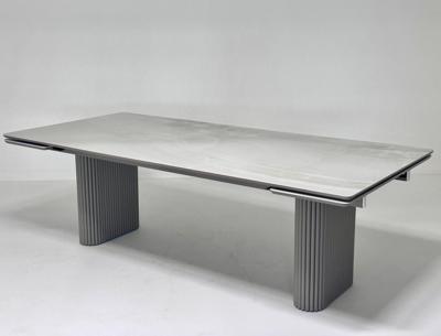 Стол М-СИТИ Стол АДАЖИО 240 (320) см ЭЛЛИПС VARESE ONICE, керамика / Латте каркас М-City арт. 480M06035