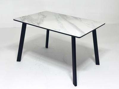Стол М-СИТИ Стол ТИК ТАК 120  Белый мрамор активный, керамика / Черный каркас М-City арт. 480M06043