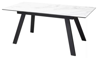 Стол М-СИТИ Стол МОРИС-2 140 MATTE БЕЛЫЙ МРАМОР, керамика / Черный каркас, М-City арт. 480M06051