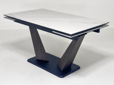 Стол М-СИТИ Стол ВИРДЖИНИЯ 140 MATTE БЕЛЫЙ МРАМОР, керамика / ЛЕСНОЙ ОРЕХ, ЧЕРНЫЙ, М-City арт. 480M06055