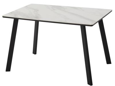 Стол М-СИТИ Стол ТИК ТАК 120  Белый мрамор MATTE, керамика / Черный каркас М-City арт. 480M06129