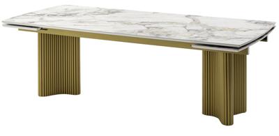 Стол М-СИТИ Стол АДАЖИО-2 240 (320) см ARCTIC OCEAN, керамика / Золотой каркас М-City арт. 480M06034