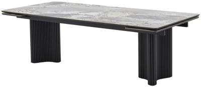 Стол М-СИТИ Стол АДАЖИО 240 (320) см MINERAL STONE NATURAL, керамика / Черный каркас М-City арт. 480M05950