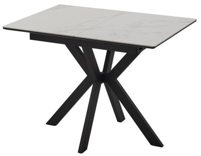 Стол М-СИТИ Стол КОМИЛЬФО МИНИ 100 БЕЛЫЙ МРАМОР с прожилками латте, керамика / ЧЕРНЫЙ, М-City арт. 480M06054