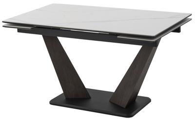 Стол М-СИТИ Стол ВИРДЖИНИЯ 140 MATTE БЕЛЫЙ МРАМОР, керамика / ЛЕСНОЙ ОРЕХ, ЧЕРНЫЙ, М-City арт. 480M06055