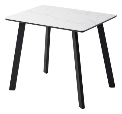 Стол М-СИТИ Стол ТИК ТАК 90  Белый мрамор MATTE, керамика / Черный каркас М-City арт. 480M06128