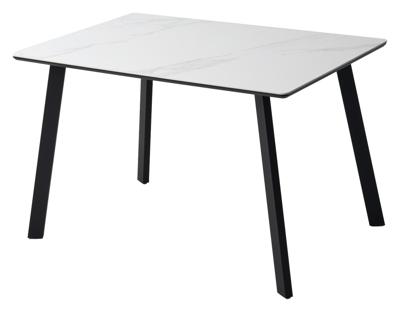 Стол М-СИТИ Стол ТИК ТАК 120  Белый мрамор MATTE, керамика / Черный каркас М-City арт. 480M06129