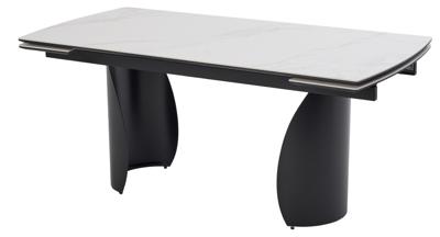 Стол М-СИТИ Стол ОЛЬХОН 180 БЕЛЫЙ МРАМОР МАТОВЫЙ , керамика / Черный каркас, М-City арт. 480M06153