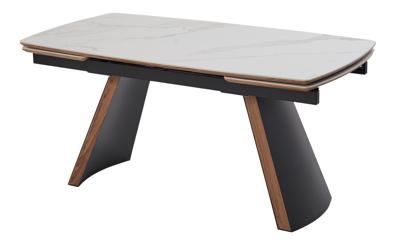 Стол М-СИТИ Стол РАНДЕВУ 160 БЕЛЫЙ МРАМОР МАТОВЫЙ 9806035 , керамика / Черный, Орех эко, М-City арт. 480M06158