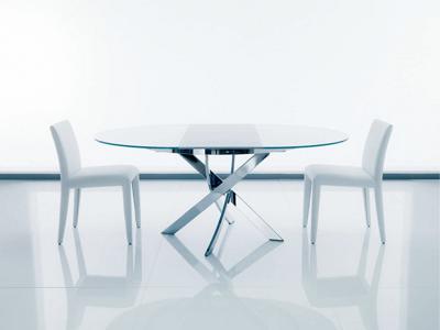 Стол М-СИТИ Стол BARONE (01.92) G093 хром/С150 э-бел. гл. стекло, L021алюм.вставка арт. 01.92.G093.C150.L021