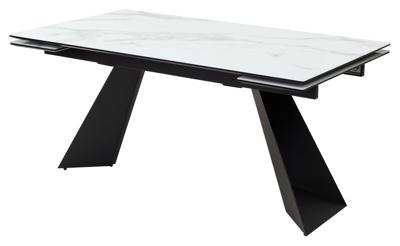 Стол М-СИТИ Стол Купер 160 БЕЛЫЙ МРАМОР, черная шагрень, стекло / ЧЕРНЫЙ арт. 480M04543