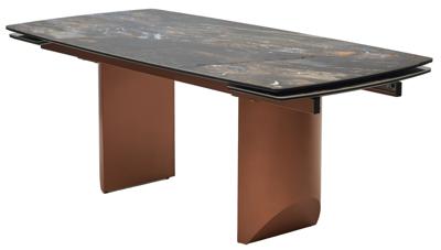 Стол М-СИТИ Стол ПУАНТО 200 цвет ЧЕРНАЯ ЛАВА (TITANIUM LAWA NERO), керамика / МЕДЬ каркас арт. 480M05686